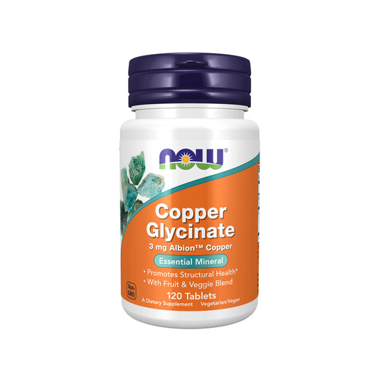 NOW Supplements, Copper Glycinate With 3mg Albion Copper, Promotes Structural Health*, 120 Tablets