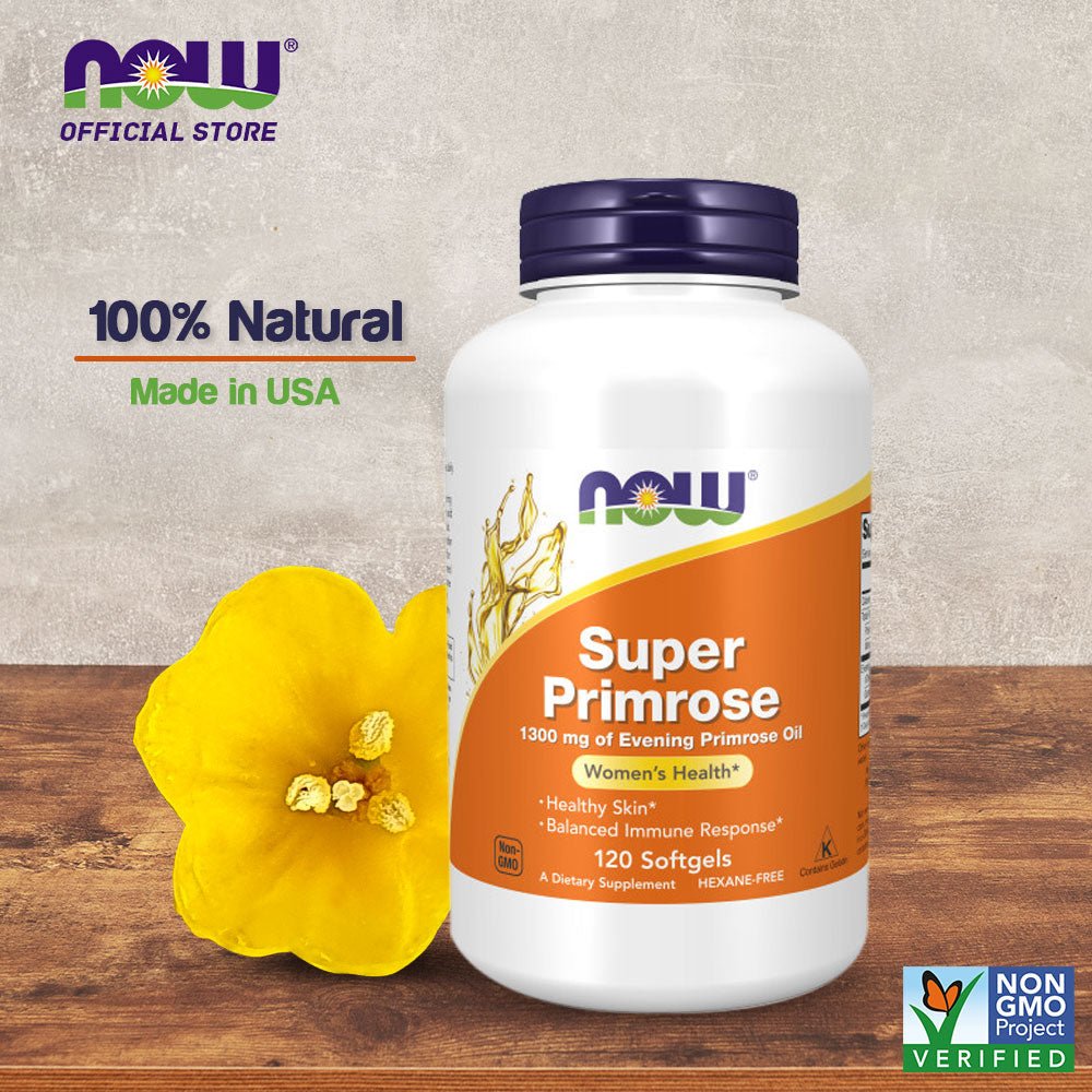 NOW Supplements, Super Primrose 1300 mg with Naturally Occurring GLA (Gamma-Linolenic Acid), 120 Softgels