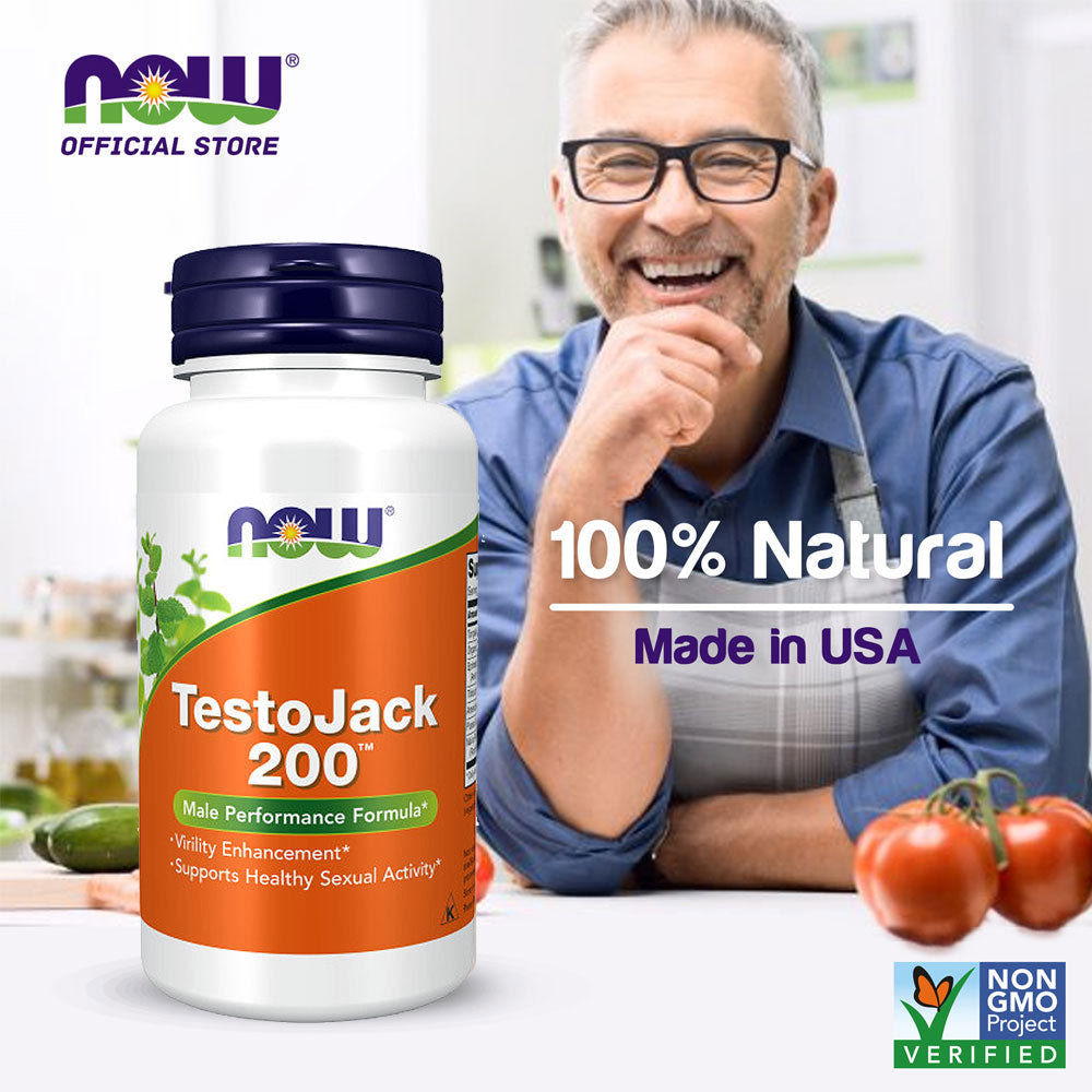 NOW Supplements, TestoJack 200 with Tongkat Ali, Tribulus, Maca and Horny Goat Weed, 60 Veg Capsules