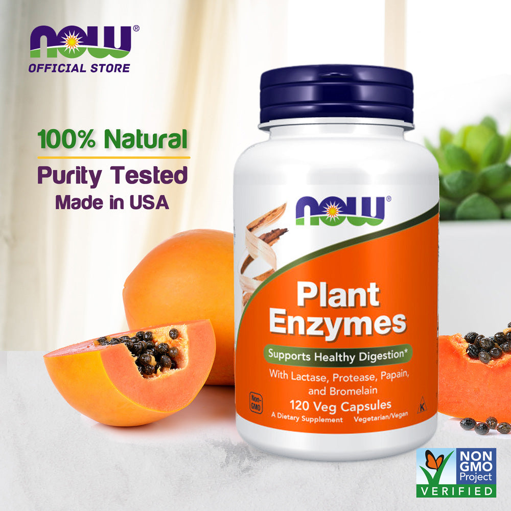 NOW Supplements, Plant Enzymes with Lactase, Protease, Papain and Bromelain, 120 Veg Capsules