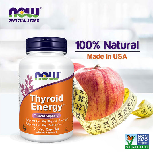 NOW Supplements, Thyroid Energy™, Iodine and Tyrosine plus Selenium, Zinc and Copper, Thyroid Support*, 90 Veg Capsules