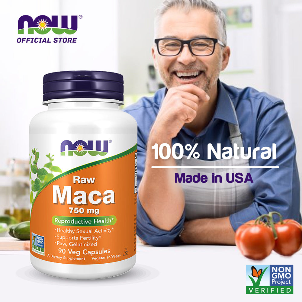 NOW Supplements, Maca (Lepidium meyenii) 750 mg Raw, Reproductive Health*, 90 Veg Capsules