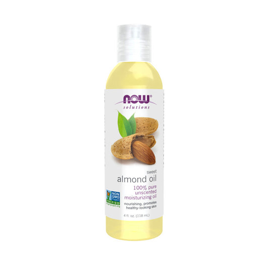 NOW Solutions, Sweet Almond Oil, 100% Pure Moisturizing Oil, Promotes Healthy-Looking Skin, Unscented Oil, 4-Ounce (118ml)