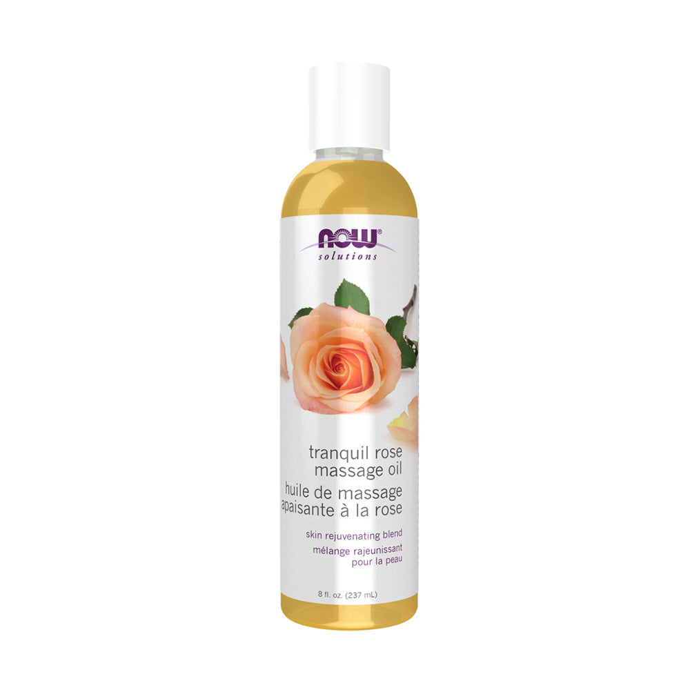 NOW Solutions, Tranquil Rose Massage Oil, Body Moisturizer for Dry Sensitive Skin, Promotes Healthy-Looking Skin, 8-Ounce (237 ml)