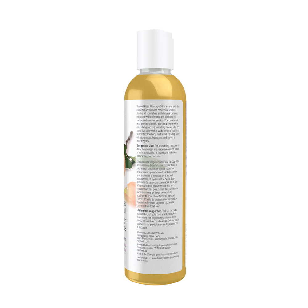 NOW Solutions, Tranquil Rose Massage Oil, Body Moisturizer for Dry Sensitive Skin, Promotes Healthy-Looking Skin, 8-Ounce (237 ml)