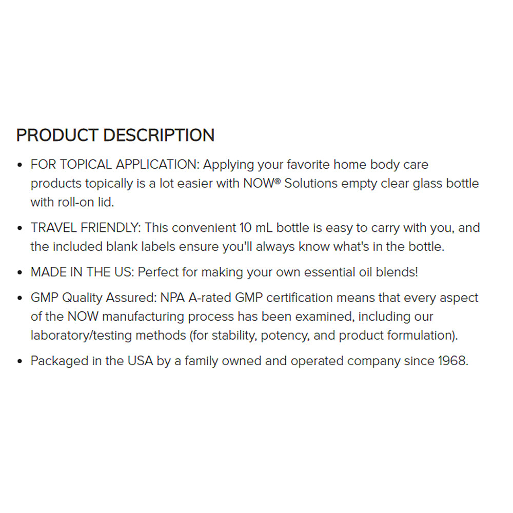 NOW Solutions Clear Glass Bottle Roll-On 10ML