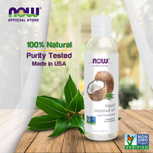 NOW Solutions, Liquid Coconut Oil, Light and Nourishing, Promotes Healthy-Looking Skin and Hair, (118 ml)