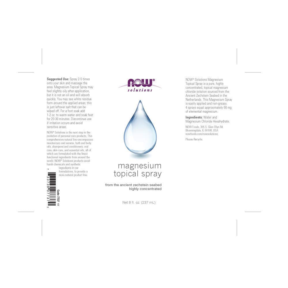 NOW Solutions, Magnesium Topical Spray, from the Ancient Zechstein Seabed, Highly Concentrated, 8-Ounce (237ml)