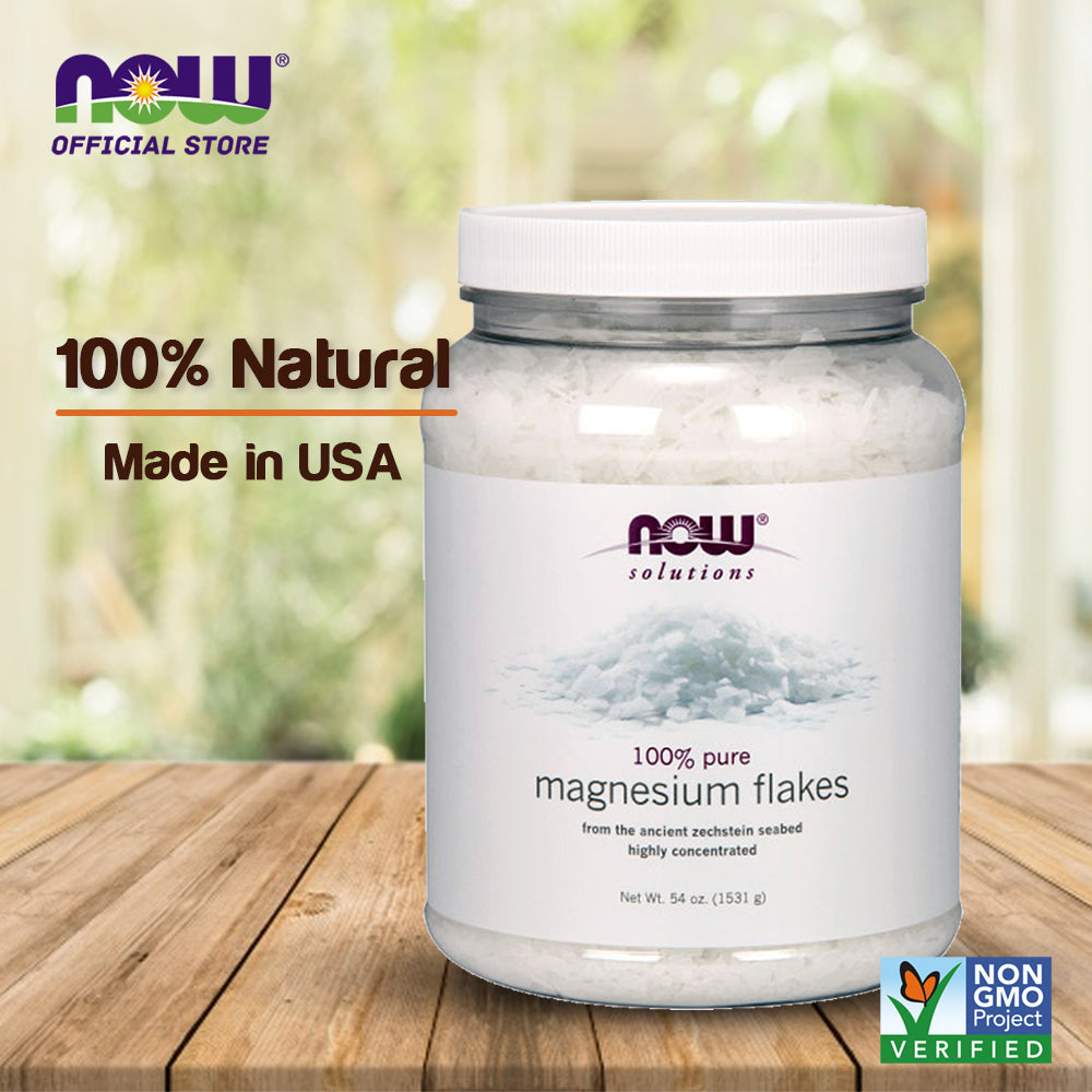 NOW Solutions, Magnesium Flakes, 100% Pure, from the Ancient Zechstein Seabed, Highly Concentrated, 54-Ounce (1531g)
