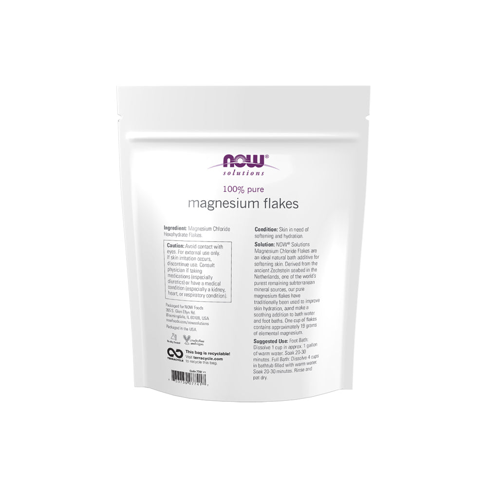NOW Solutions, Magnesium Flakes, 100% Pure, from the Ancient Zechstein Seabed, Highly Concentrated, 54-Ounce