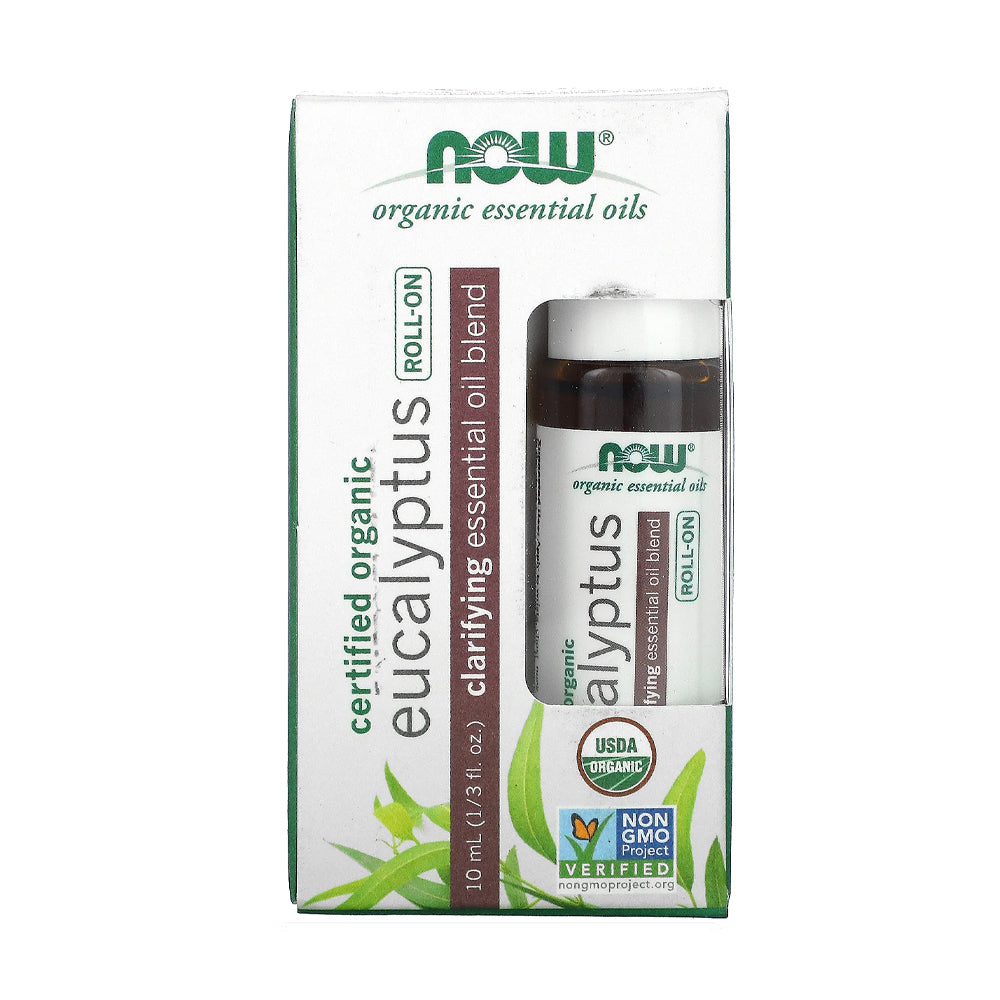 NOW Eucalyptus Roll-On, Certified Organic, Clarifying Blend, Steam Distilled, Topical Aromatherapy, 10-mL - Bloom Concept Malaysia
