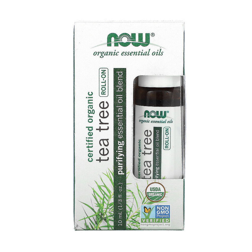 NOW Tea Tree Roll-On, Certified Organic, Purifying Blend, Steam Distilled, Topical Aromatherapy, 10-mL - Bloom Concept Malaysia