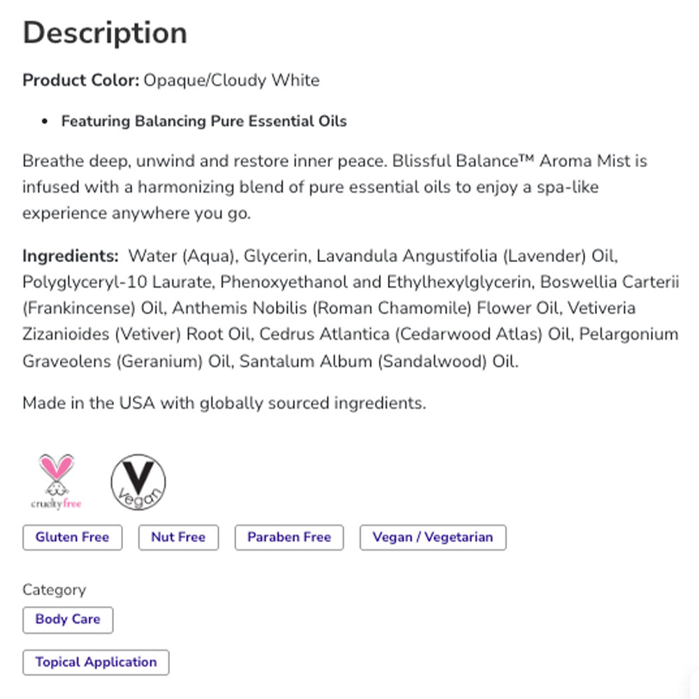 NOW Essential Oils, Blissful Balance™ Aroma Mist featuring Balancing Pure Essential Oils 4oz (118ml)