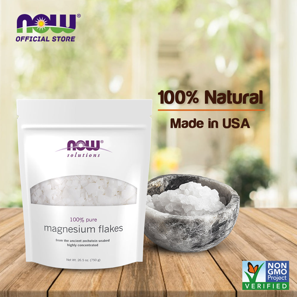 NOW Solutions, Magnesium Flakes, 100% Pure, from the Ancient Zechstein Seabed, Highly Concentrated, 54-Ounce
