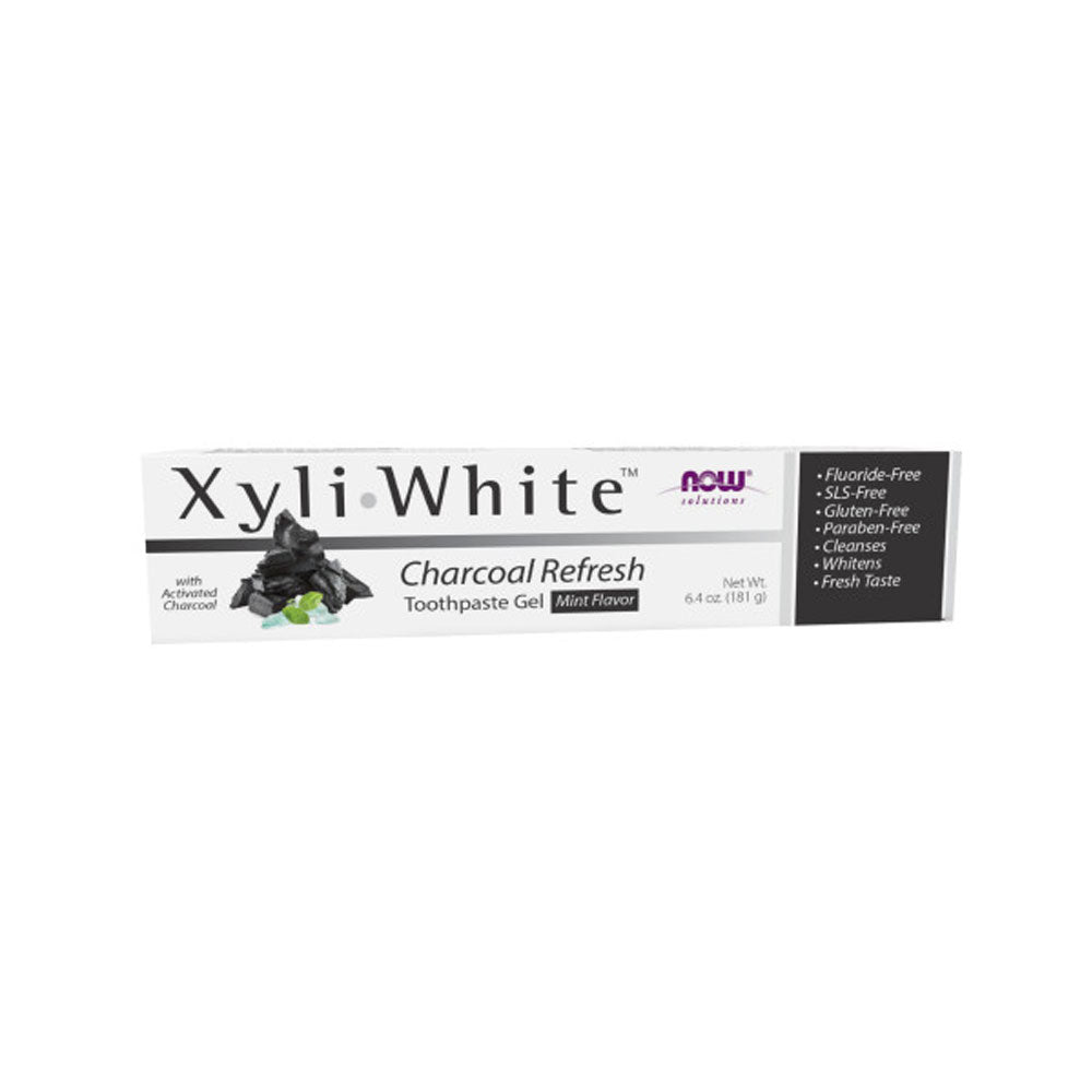 NOW Solutions, Xyliwhite Toothpaste Gel, Charcoal Refresh With Activated Charcoal, Cleanses and Whitens, Fresh Taste, 6.4-Ounce (181g)