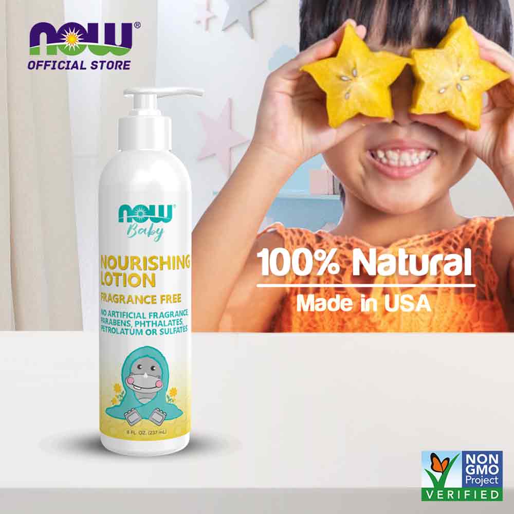 NOW Baby, Nourishing Baby Lotion, Fragrance Free, Paraben Free, (237ml)