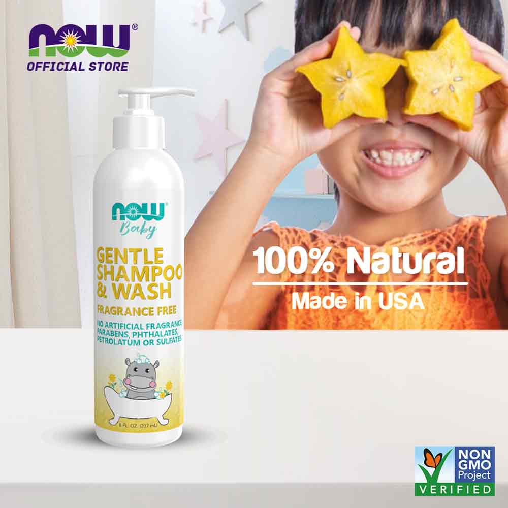 NOW Baby, Gentle Shampoo & Wash, Fragrance Free with No Artificial Fragrance, (237ml)