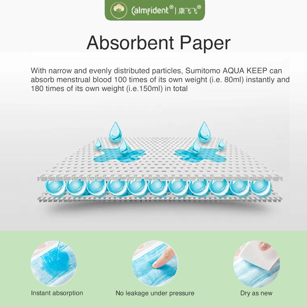Calmfident Night Use Ultra-Thin Super Absorbent Sanitary Napkin Pads 285mm (10pcs) Green