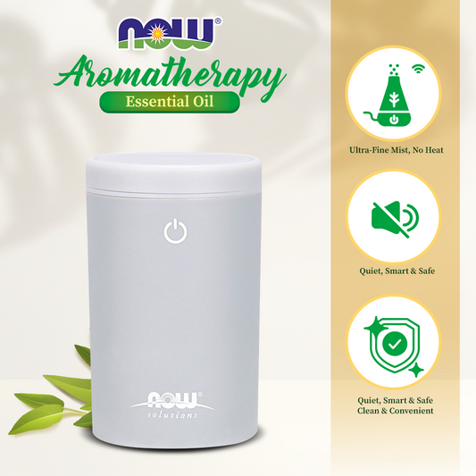 NOW Essential Oils, Portable USB Ultrasonic Aromatherapy Oil Diffuser, Extremely Quiet and Heat Free, Travel Friendly Diffuser