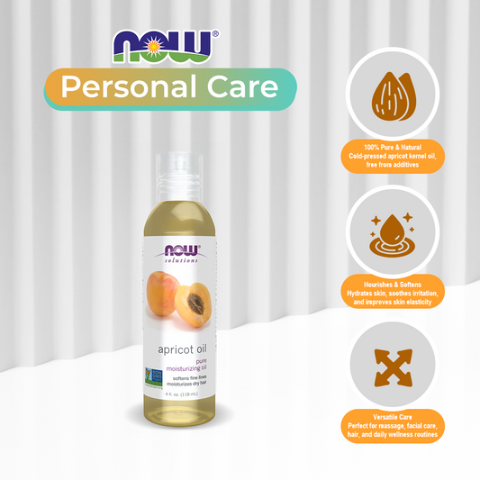 NOW Solutions, Apricot Kernel Oil, Hair Moisturizer, Rejuvenating Skin Oil, Softens Fine Lines, 4-Ounce (118ml)