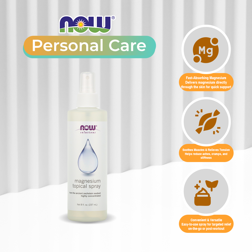 NOW Solutions, Magnesium Topical Spray, from the Ancient Zechstein Seabed, Highly Concentrated, 8-Ounce (237ml)