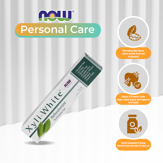 NOW Solutions, Xyliwhite Toothpaste Gel, Refreshmint, Cleanses and Whitens, Fresh Taste, 6.4-Ounce (181 g)