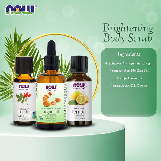 Brightening Body Scrub - Rose Hip Seed Oil, Lemon Oil, Organic Argan Oil