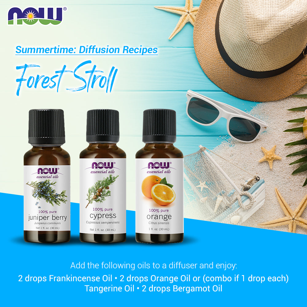 Now Essential Oils, 3 Variety of 30ml: Forest Stroll - Juniper Berry, Cypress, Orange