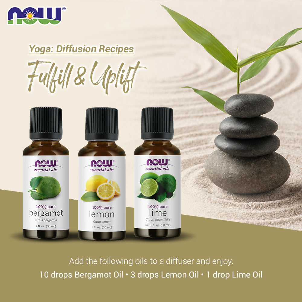 Now Essential Oils, 3 Variety of 30ml: Fulfill & Uplift - Bergamot, Lemon, Lime