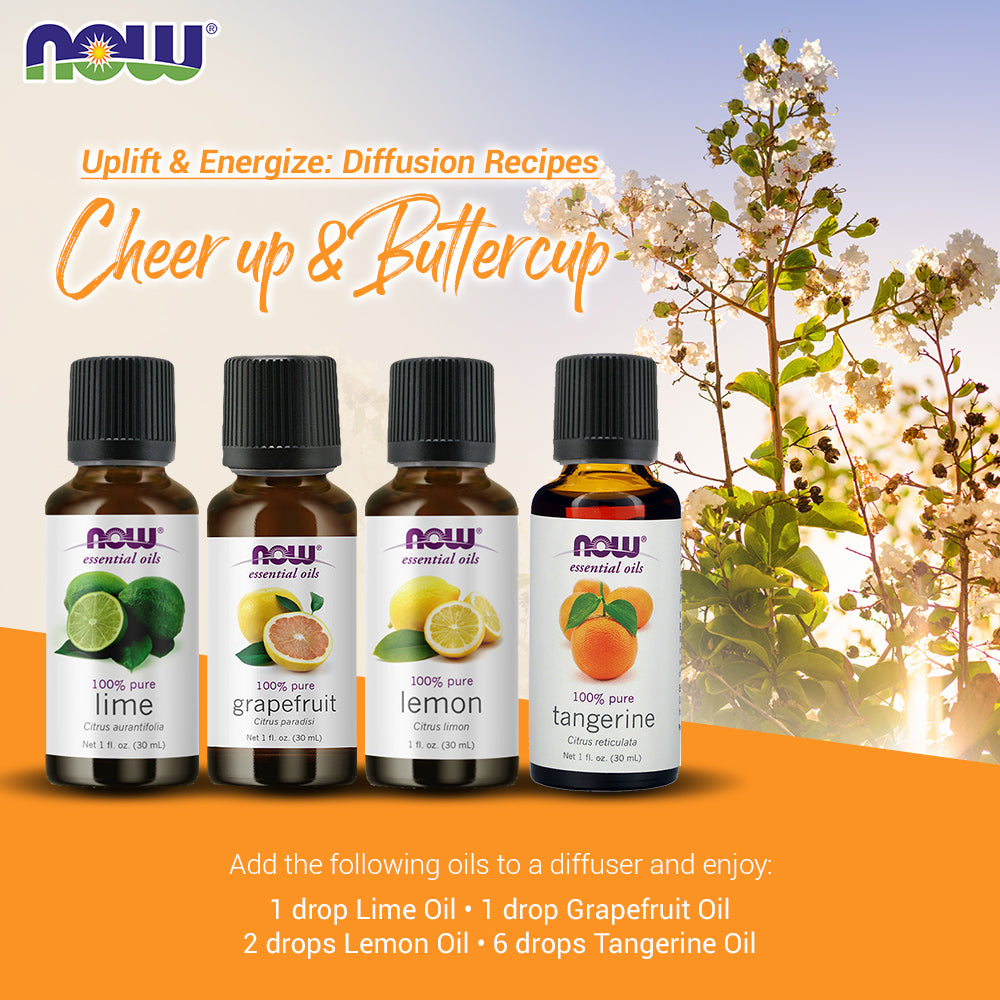 Now Essential Oils, 4 Variety of 30ml: Cheer Up Buttercup - Lime, Grapefruit, Lemon, Tangerine