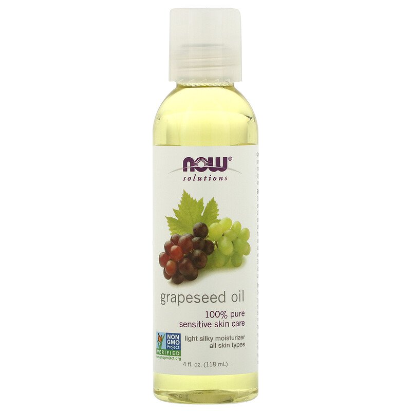 NOW Solutions, Grapeseed Oil, Skin Care for Sensitive Skin, Light Silky Moisturizer for All Skin Types, 4-Ounce (118ml) - Bloom Concept Malaysia