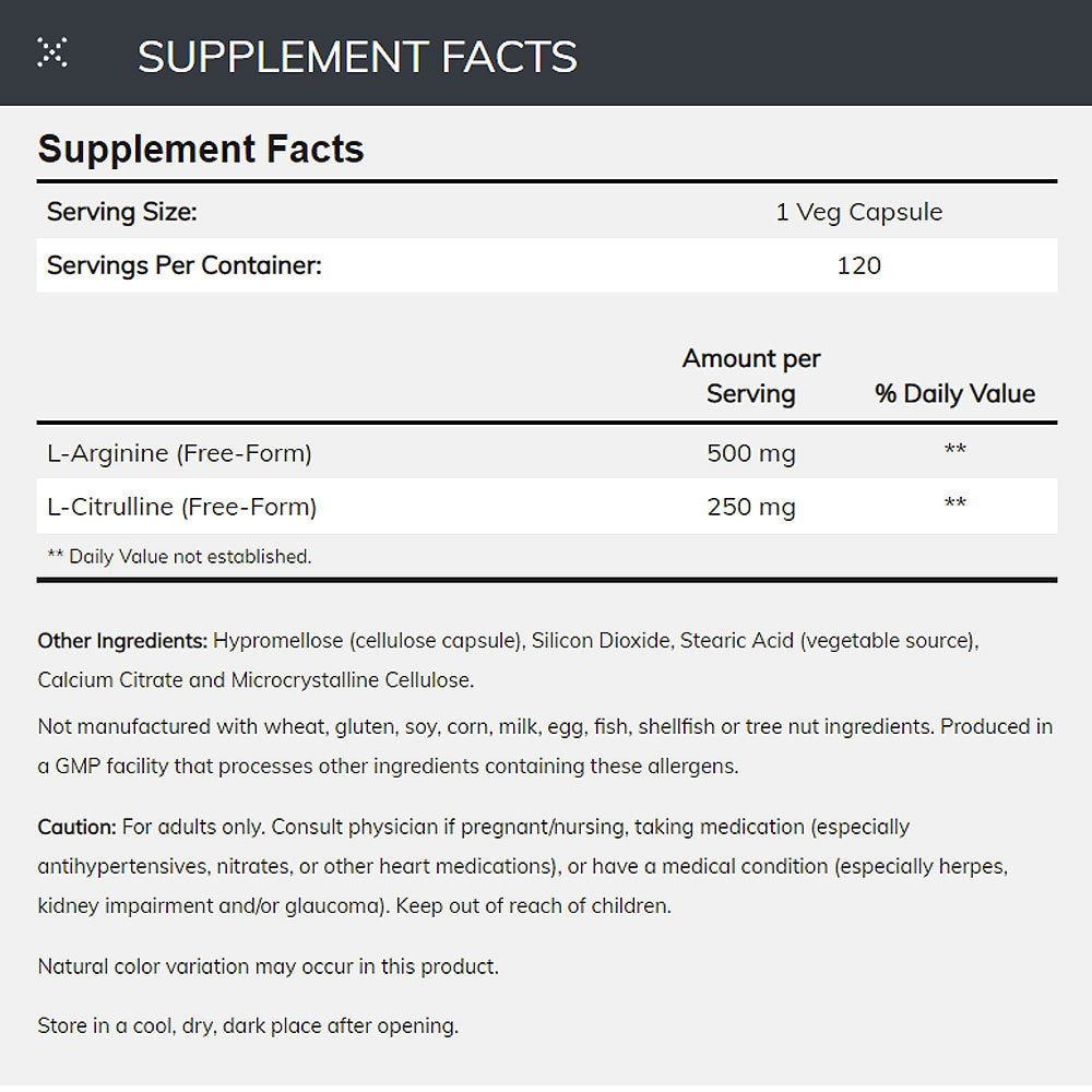 NOW Sports Nutrition, Arginine & Citrulline 500 mg/ 250 mg, Amino Acids, 120 Veg Capsules