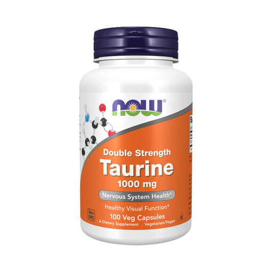 NOW Supplements, Taurine 1,000 mg, Double Strength, Nervous System Health*, 100 Veg Capsules