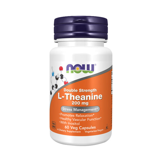 NOW Supplements, L-Theanine 200 mg with Inositol, Stress Management, 60 Veg Capsules