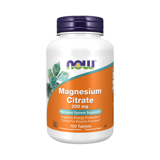 NOW Supplements, Magnesium Citrate 200 mg, Enzyme Function*, Nervous System Support*, 100 Tablets