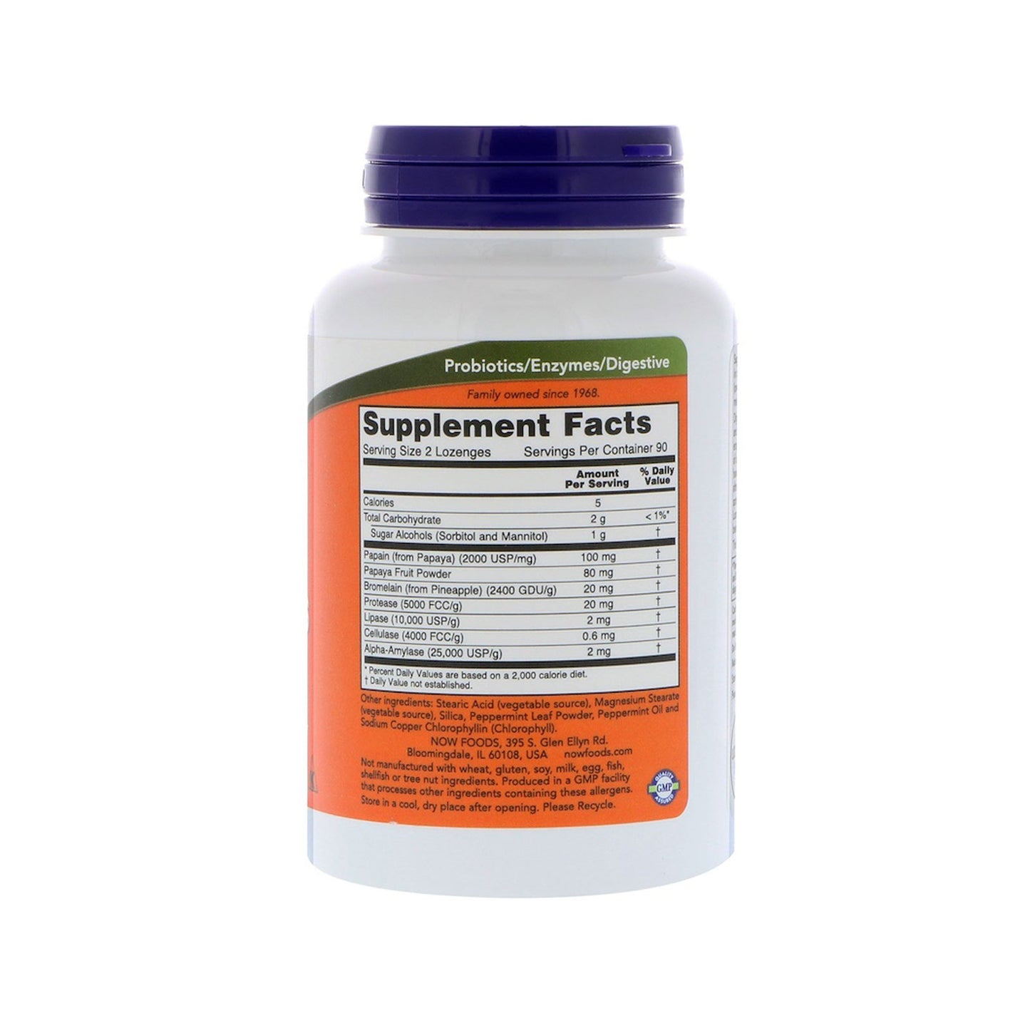 NOW Supplements, Papaya Enzyme with Mint and Chlorophyll, Digestive Support*, 180 Chewable Lozenges