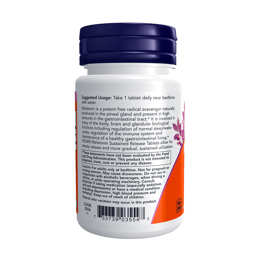NOW Supplements, Melatonin 5 mg, Sustained Release, Formulated for a 4-Hour Release Period, 120 Tablets