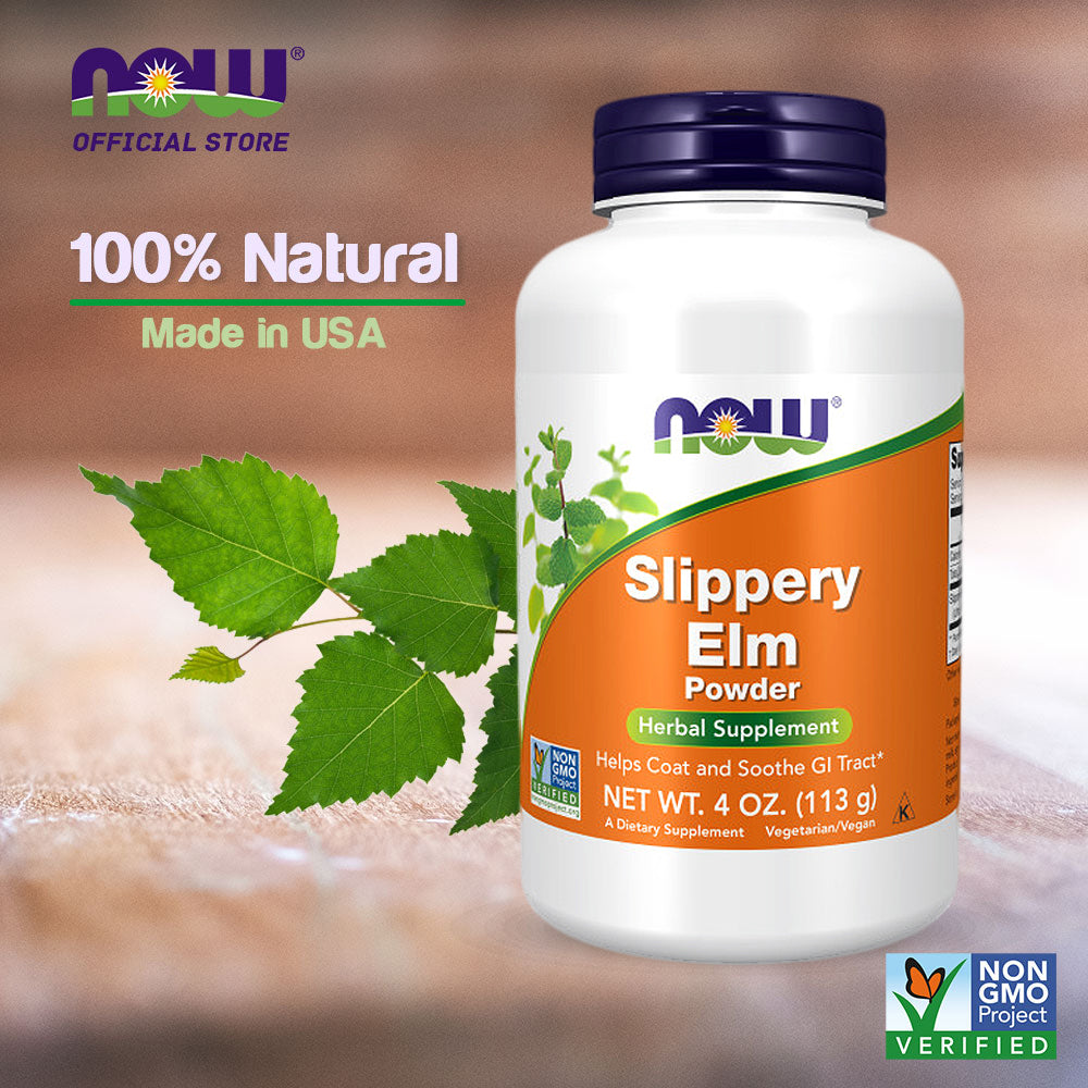 NOW Supplements, Slippery Elm Powder (Ulmus rubra), Non-GMO Project Verified, Herbal Supplement, 4-Ounce(113g)