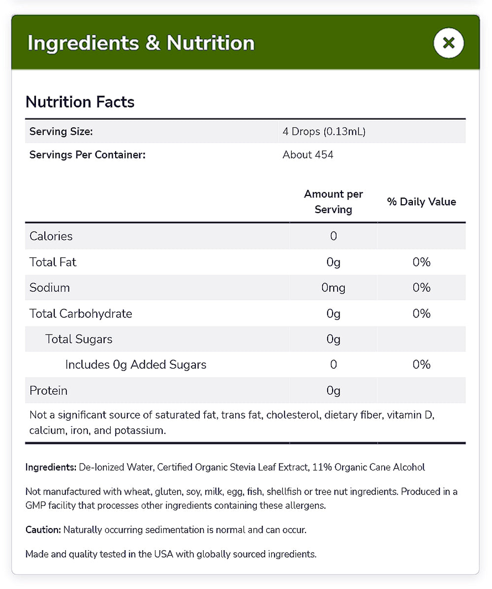 NOW Foods, Better Stevia Liquid, Original, Zero-Calorie Liquid Sweetener, Low Glycemic Impact, Certified Non-GMO, 2-Ounce(60ml)