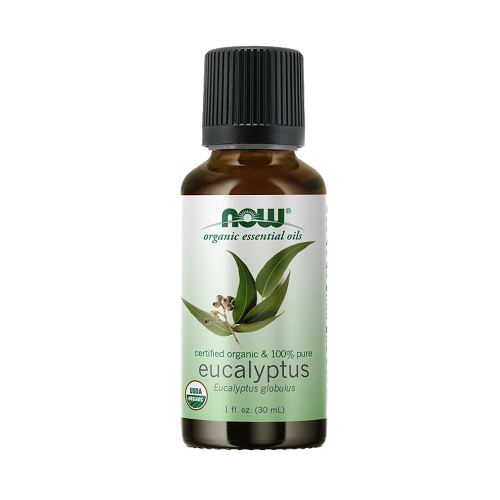 NOW Essential Oils, Organic Eucalyptus Globulus Oil, Clarifying Aromatherapy Scent, Steam Distilled, 100% Pure, Vegan, Child Resistant Cap, 1-Ounce (30ml) - Bloom Concept Malaysia