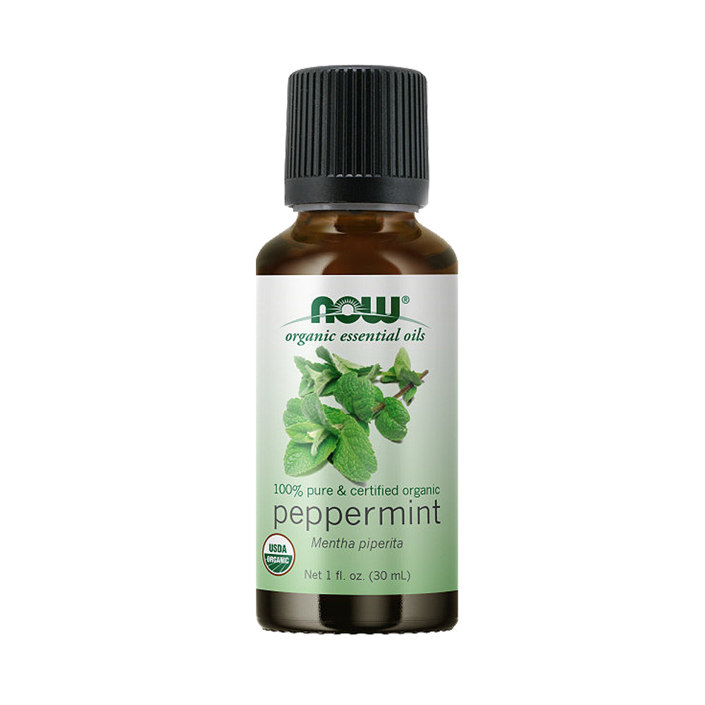 NOW Essential Oils, Organic Peppermint Oil, Invigorating Aromatherapy Scent, Steam Distilled, 100% Pure, Vegan, Child Resistant Cap, 1-Ounce (30ml) - Bloom Concept Malaysia