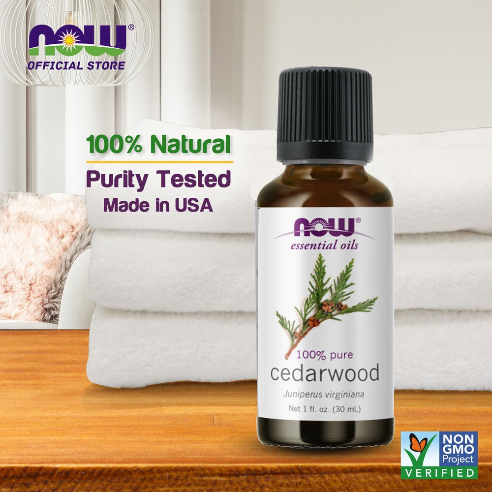 NOW Essential Oils, Cedarwood Oil, Strengthening Aromatherapy Scent, Steam Distilled, 100% Pure, 1-Ounce (30 ml)