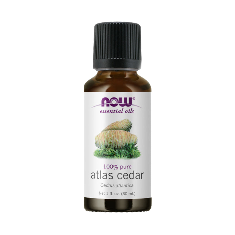 NOW FOODS Essential Oils, Atlas Cedar Oil, Balancing Aromatherapy Scent, Steam Distilled, 100% Pure, Vegan, Child Resistant Cap, 1-Ounce (30 ml) - Bloom Concept Malaysia