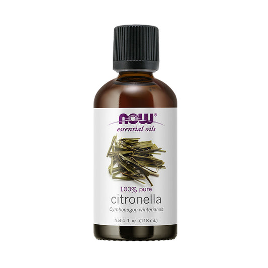 NOW Essential Oils, Citronella Oil, Freshening Aromatherapy Scent, Steam Distilled, 100% Pure, Vegan, Child Resistant Cap, 4-Ounce (118 ml) - Bloom Concept Malaysia