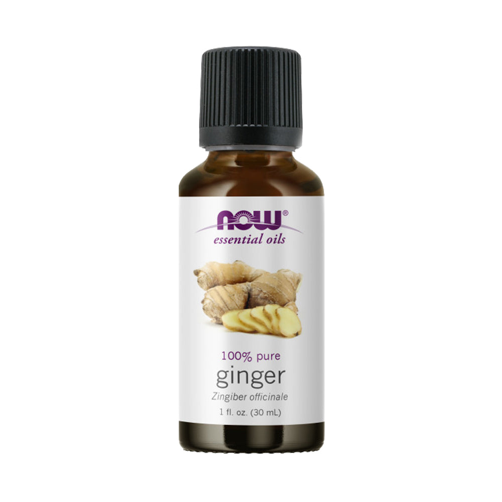 NOW FOODS Essential Oils, Ginger Oil, Spicy Aromatherapy Scent, Steam Distilled, 100% Pure, Vegan, Child Resistant Cap, 1-Ounce (30 ml) - Bloom Concept Malaysia
