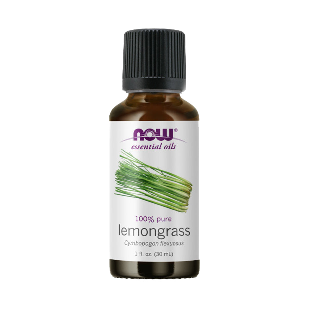 NOW FOODS Essential Oils, Lemongrass Oil, Uplifting Aromatherapy Scent, Steam Distilled, 100% Pure, 1-Ounce (30 ml) - Bloom Concept Malaysia