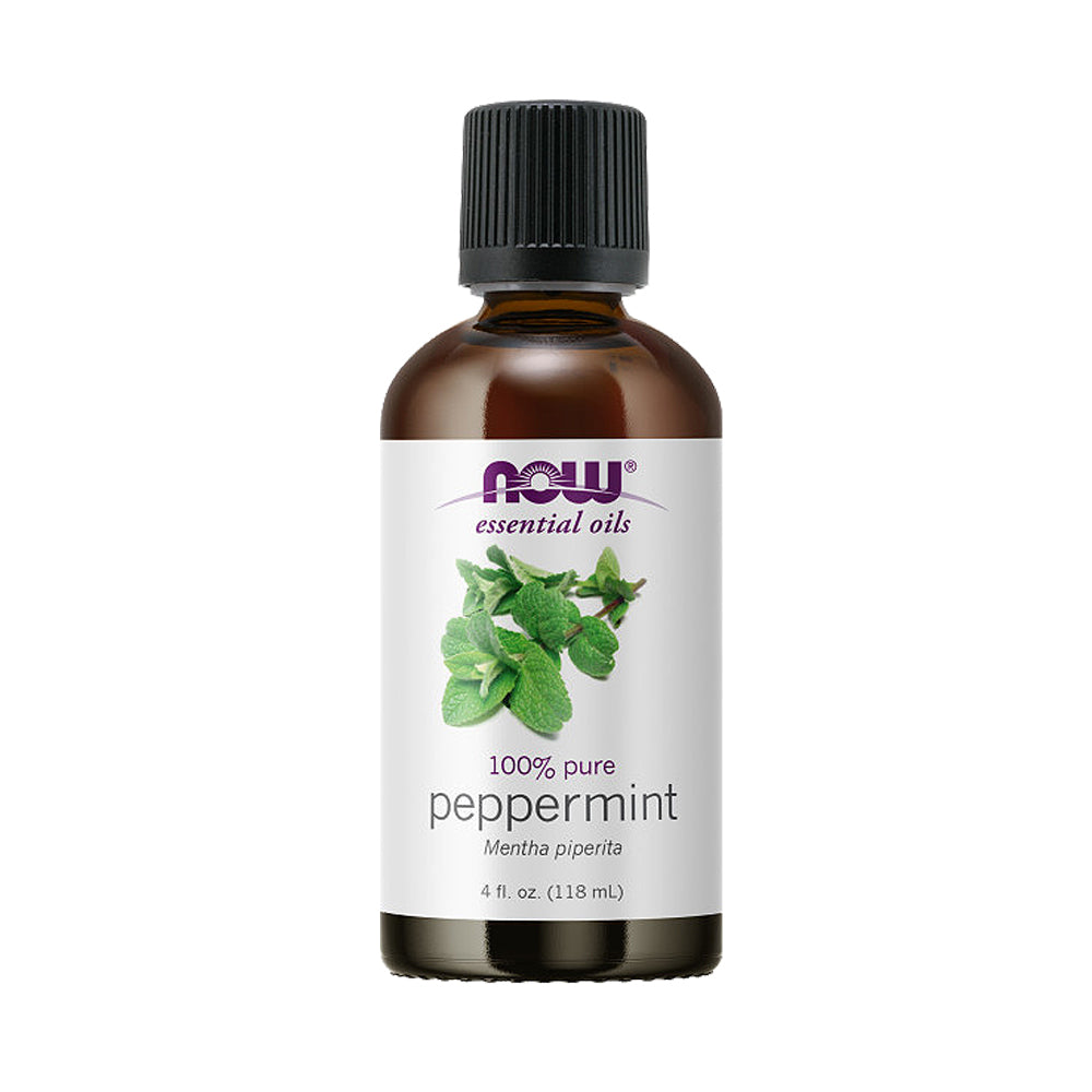 NOW FOODS Essential Oils, Peppermint Oil, Invigorating Aromatherapy Scent, Steam Distilled, 100% Pure, Vegan, Child Resistant Cap, 4-Ounce (118ml) - Bloom Concept Malaysia