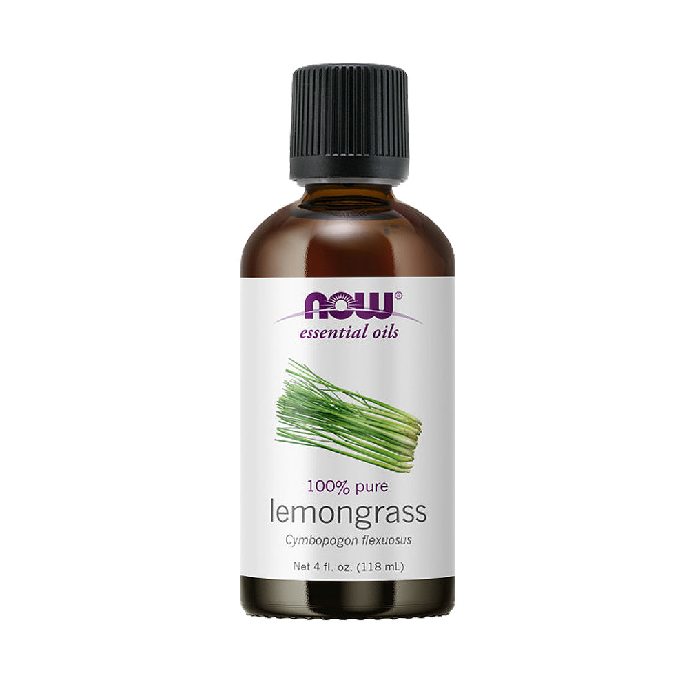 NOW FOODS Essential Oils, Lemongrass Oil, Uplifting Aromatherapy Scent, Steam Distilled, 100% Pure, Vegan, Child Resistant Cap, 4-Ounce (118ml) - Bloom Concept Malaysia