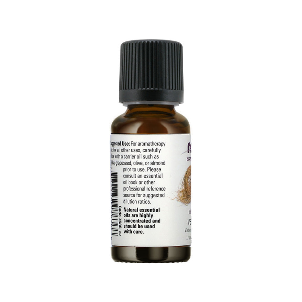 NOW Essential Oils, Vetiver Oil, Woodsy Aromatherapy Scent, Steam Distilled, 100% Pure, Child Resistant Cap, (10ml)
