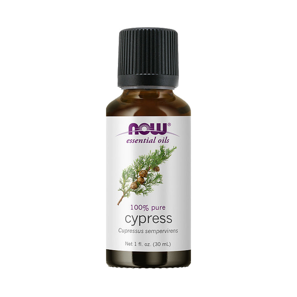 NOW Essential Oils, Cypress Oil, Balancing Aromatherapy Scent, Steam Distilled, 100% Pure, Vegan, Child Resistant Cap, 1-Ounce (30ml) - Bloom Concept Malaysia